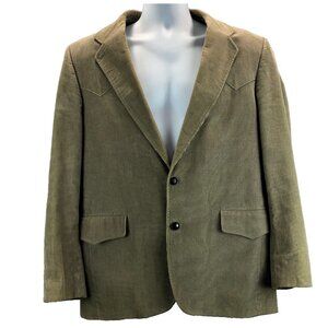 VTG Brad Whitney Blazer Jacket Sz 44 Western Notch Lapel Corduroy Tan Elbow Pads